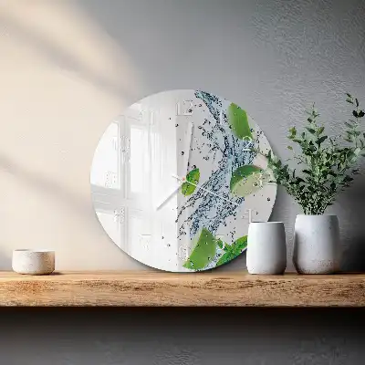 Nástěnné hodiny skleněné kulaté Máta