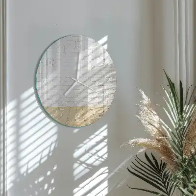 Hodiny s fotkou skleněné kulaté Cihlový