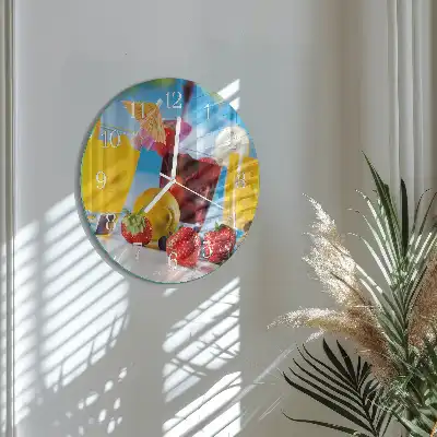 Nástěnné hodiny skleněné kulaté Koktejl