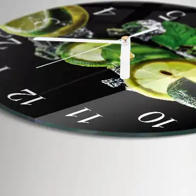 Kulaté skleněné hodiny na zeď Citron a limetka
