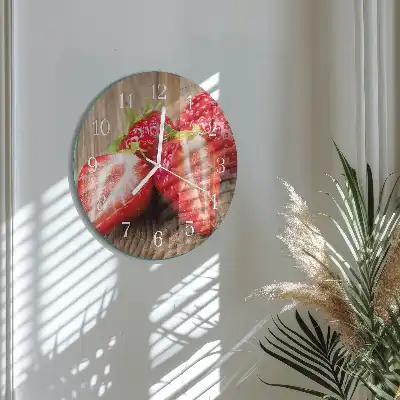 Hodiny na skle kulaté Jahody