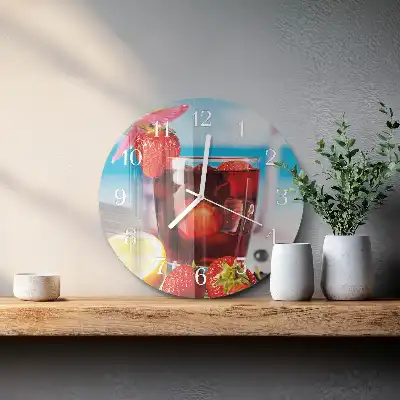 Nástěnné hodiny skleněné kulaté Pití