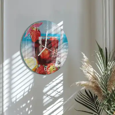 Nástěnné hodiny skleněné kulaté Pití