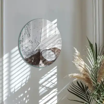 Kulaté skleněné hodiny na zeď Kokosové ořechy
