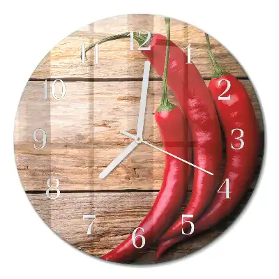 Hodiny na skle kulaté Chilli papričky