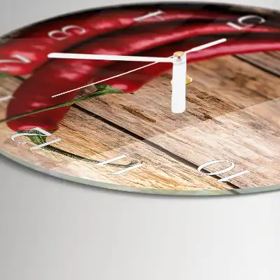 Hodiny na skle kulaté Chilli papričky