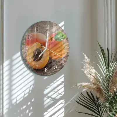 Kulaté skleněné hodiny na stěnu Meruňky