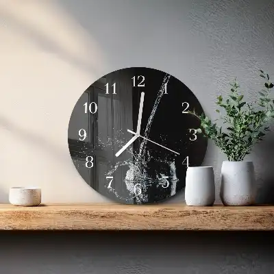 Nástěnné hodiny skleněné kulaté Voda