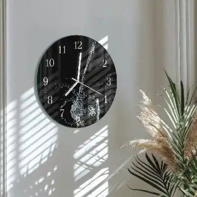 Nástěnné hodiny skleněné kulaté Voda