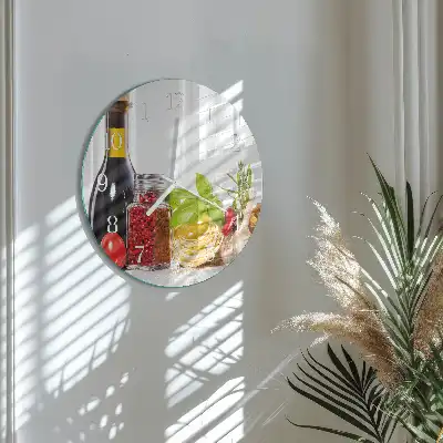 Kulaté skleněné hodiny na zeď Těstoviny