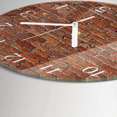 Nástěnné hodiny skleněné kulaté Cihlový