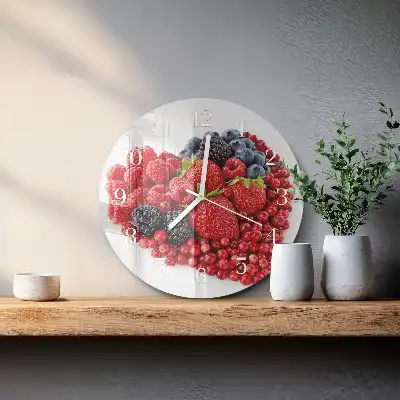 Kulaté skleněné hodiny na zeď Ovoce