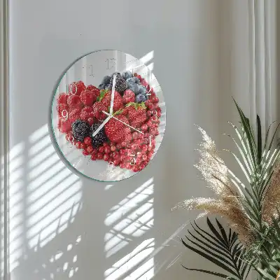 Kulaté skleněné hodiny na zeď Ovoce