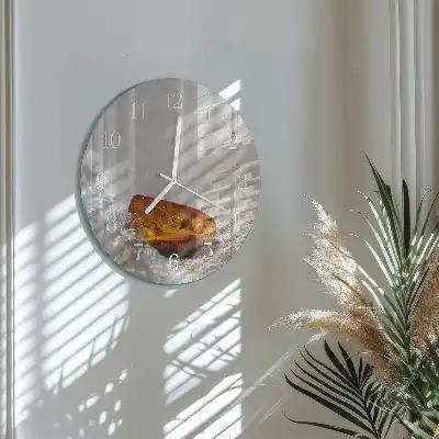 Hodiny s fotkou skleněné kulaté Jantar