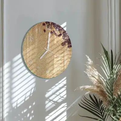 Hodiny na skle kulaté Kávová zrna