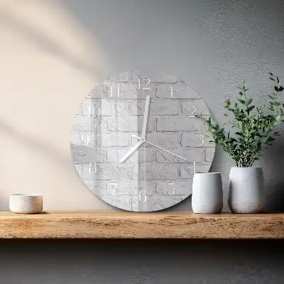 Hodiny s fotkou skleněné kulaté Cihlový