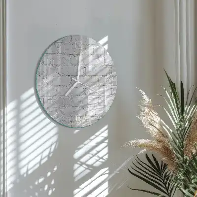 Hodiny s fotkou skleněné kulaté Cihlový
