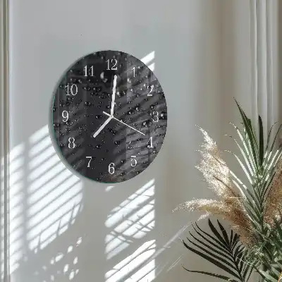 Hodiny na skle kulaté Kapky