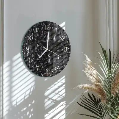 Kulaté skleněné hodiny na stěnu Kapky