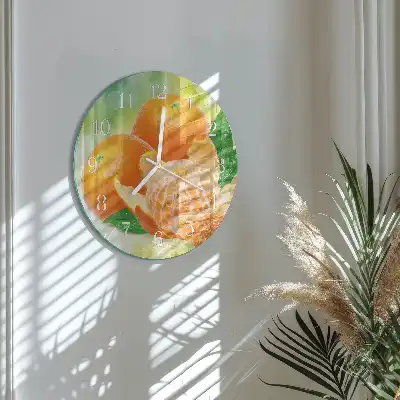 Hodiny s fotkou skleněné kulaté Pomeranče