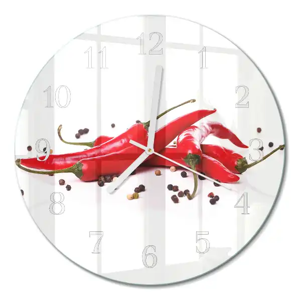 Hodiny na skle kulaté Chilli papričky