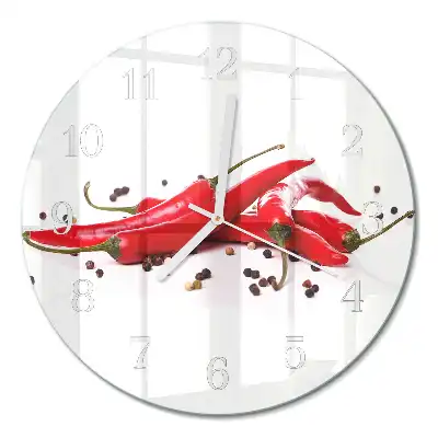 Hodiny na skle kulaté Chilli papričky