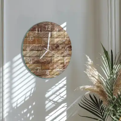 Nástěnné hodiny skleněné kulaté Cihlový