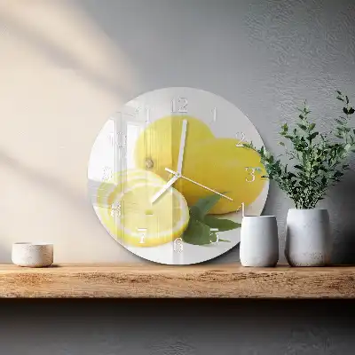 Hodiny s fotkou skleněné kulaté Citrony