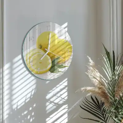 Hodiny s fotkou skleněné kulaté Citrony
