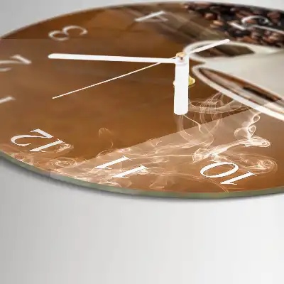 Nástěnné hodiny skleněné kulaté Káva