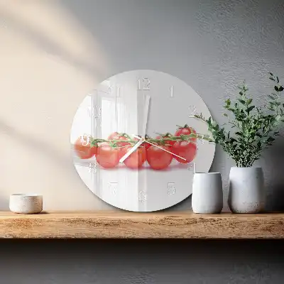 Kulaté skleněné hodiny na stěnu Rajčata