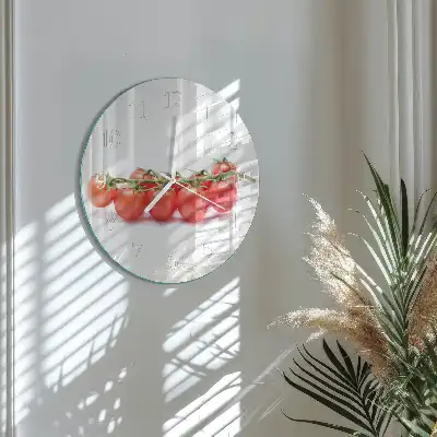 Kulaté skleněné hodiny na stěnu Rajčata