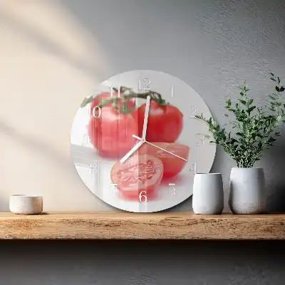 Nástěnné hodiny skleněné kulaté Rajčata