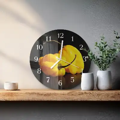 Kulaté skleněné hodiny na stěnu Pepř
