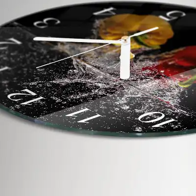 Nástěnné hodiny skleněné kulaté Pepř