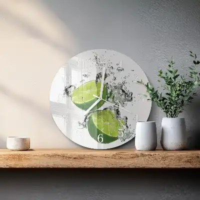 Hodiny na skle kulaté Uhličitan vápenatý