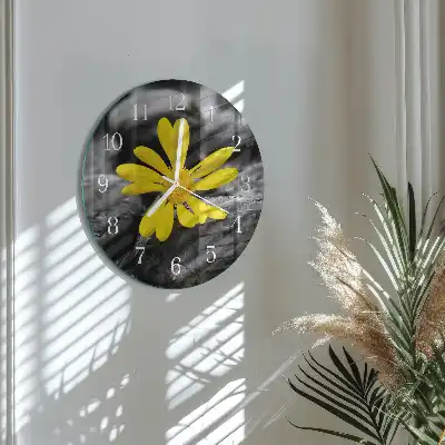 Kulaté skleněné hodiny na stěnu Květ