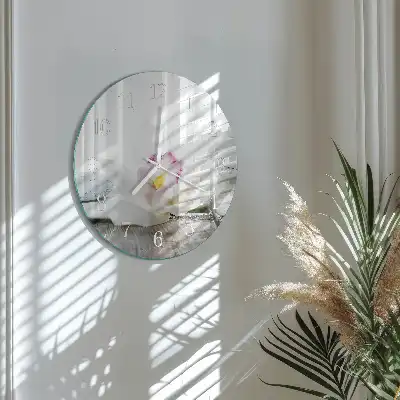Kulaté skleněné hodiny na zeď Orchidej
