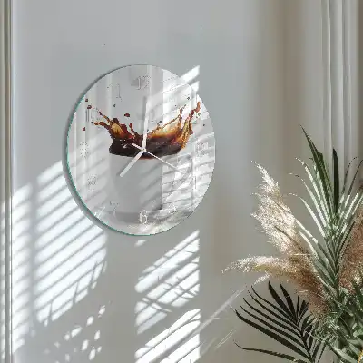 Nástěnné hodiny skleněné kulaté Káva