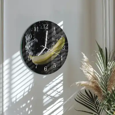 Hodiny s fotkou skleněné kulaté Banán