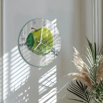 Hodiny na skle kulaté Jablko