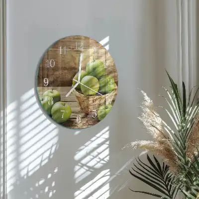 Kulaté skleněné hodiny na zeď Jablko