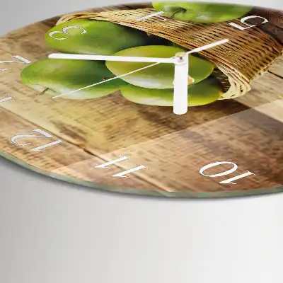 Kulaté skleněné hodiny na zeď Jablko