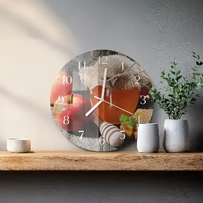 Hodiny na skle kulaté Medové jablko