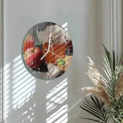 Hodiny na skle kulaté Medové jablko