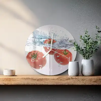 Nástěnné hodiny skleněné kulaté Rajčata