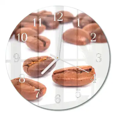 Kulaté skleněné hodiny na zeď Kávová zrna