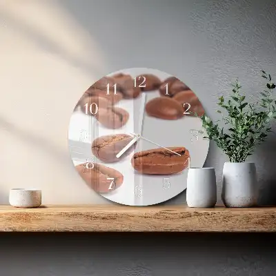 Kulaté skleněné hodiny na zeď Kávová zrna