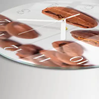 Kulaté skleněné hodiny na zeď Kávová zrna