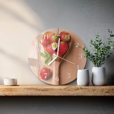 Kulaté skleněné hodiny na stěnu Jahoda